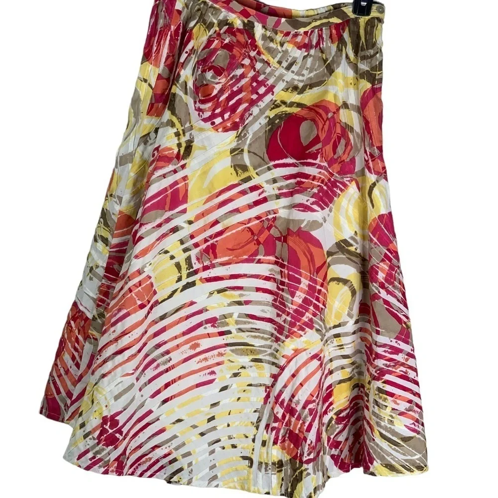 Chico’s Gorgeous Colorful Full Circle Skirt Lined 100% Cotton Size Small (4-6)